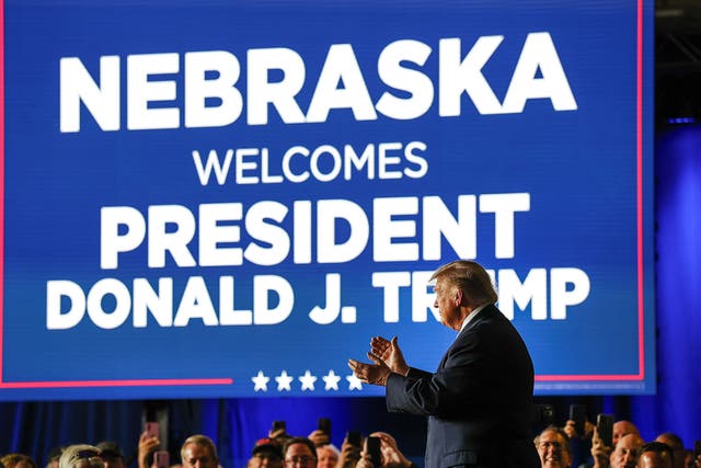‘They've tried to smear us, to slander us, to persecute us, and demoralize us,’ Trump said about the media while visiting the Nebraska State Fairgrounds in Grand Island Monday night