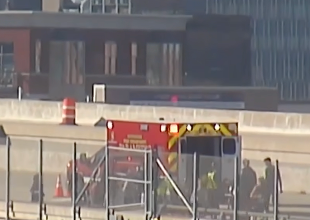 Footage showed the runner receiving medical care on Milwaukee's iconic Hoan Bridge