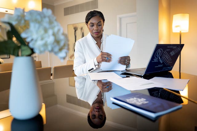 Kemi Badenoch prepares her conference speech in her hotel room