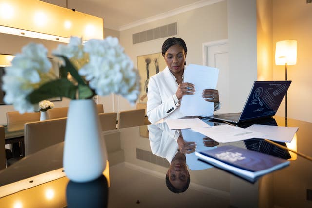Kemi Badenoch prepares her speech for the Tory party conference in Birmingham