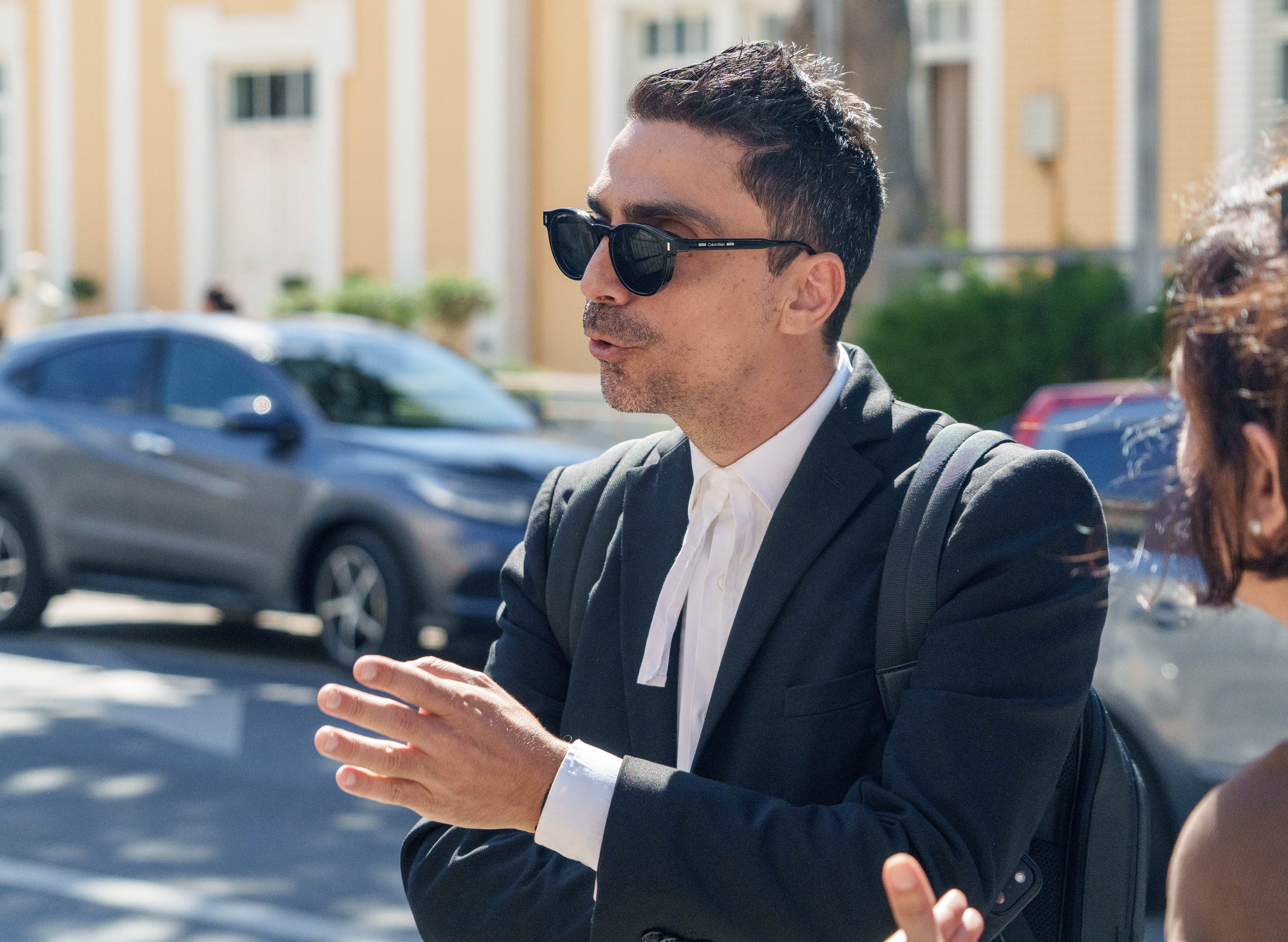 Foster's lawyer outside court