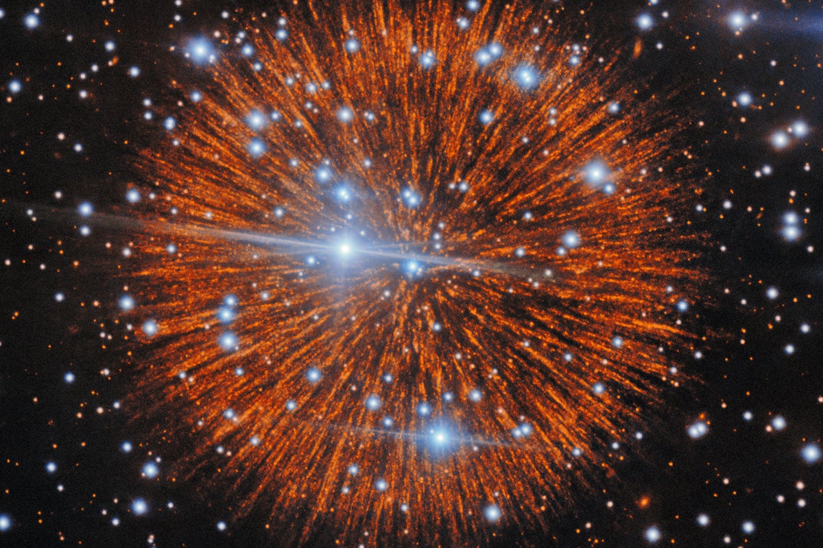 Photograph accompanying Gemini North images resolve the 1181 supernova remnant Pa 30 into chains of gas knots