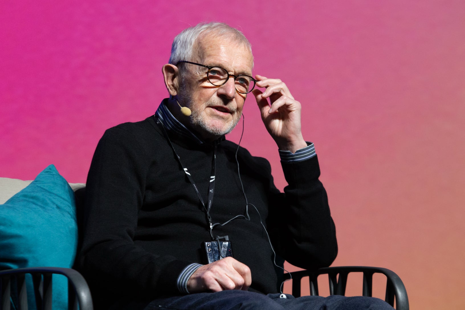 In this handout photo provided by 'Bergamo Scienza 2026', physicist Francis Halzen speaks during a presentation on the IceCube Neutrino Observatory