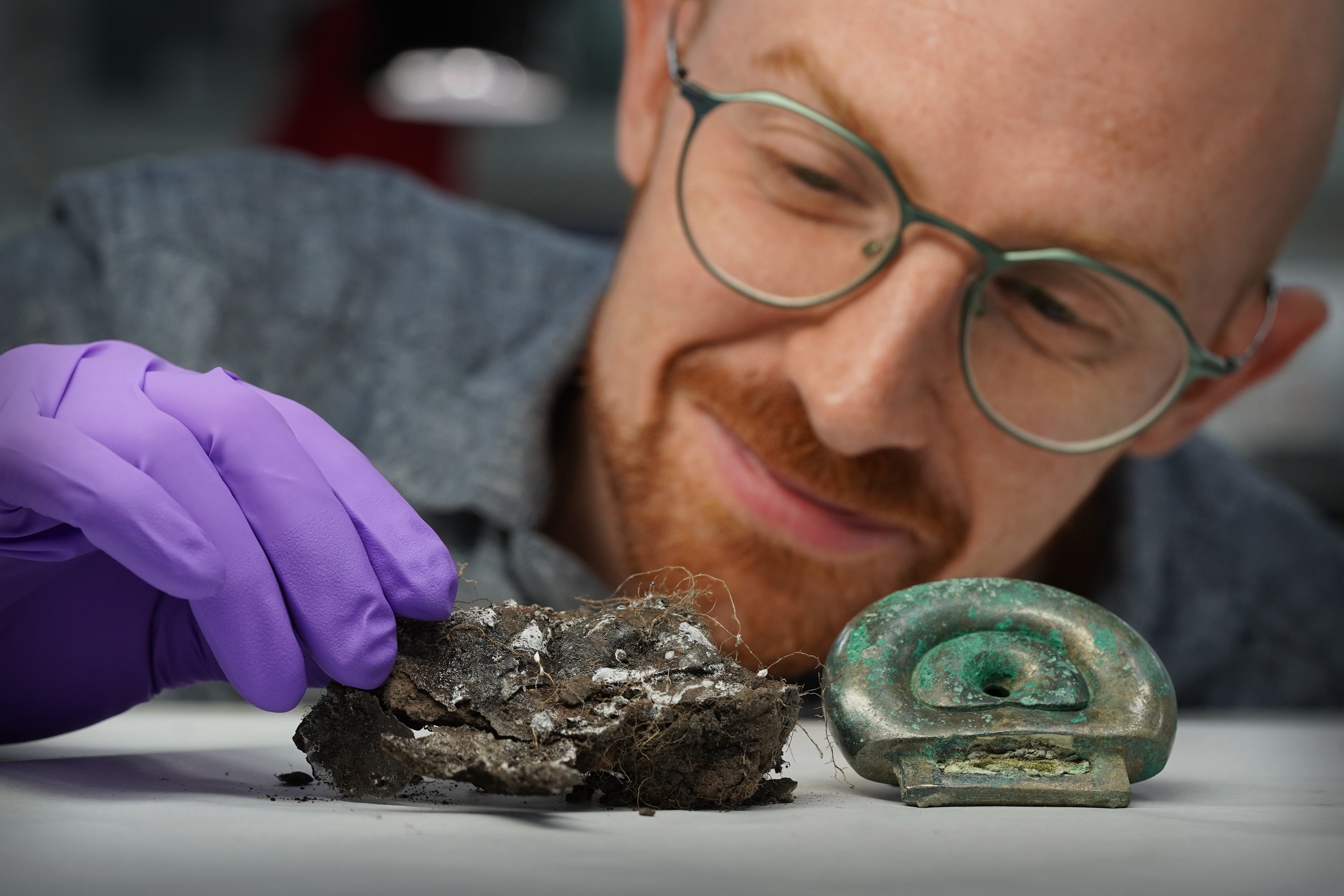 Dr Matthew Knight with a clay mould from the Blyth Hoard