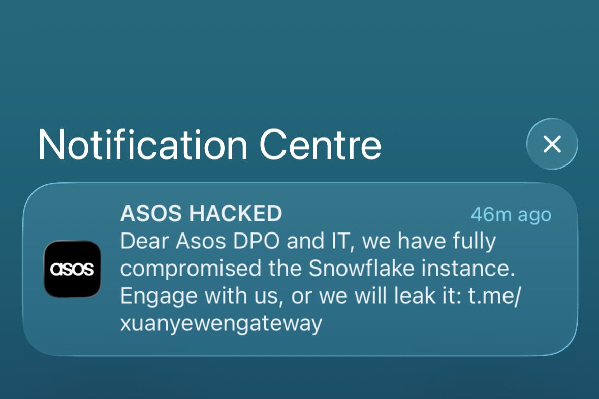 Asos has apologised to customers and urged them not to engage with the notification (PA)