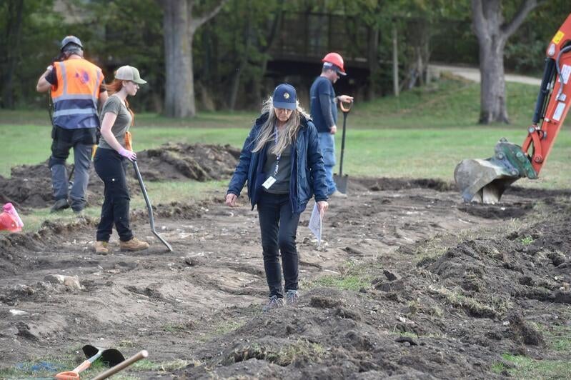 The archaeologists discovered walls, believed to be of individual homes, under the soil