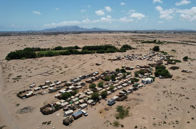An aerial view shows the Al-Salam camp, which shelters displaced Yemenis.
