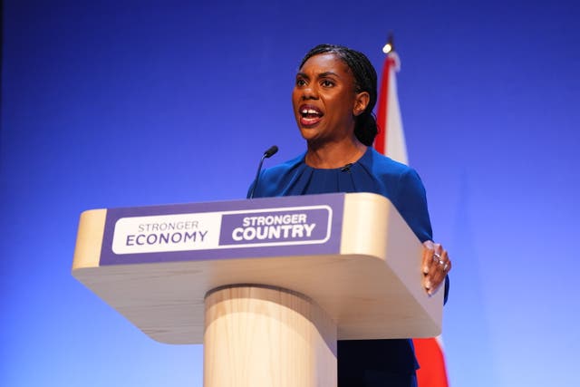 Kemi Badenoch addresses the Conservative Party conference