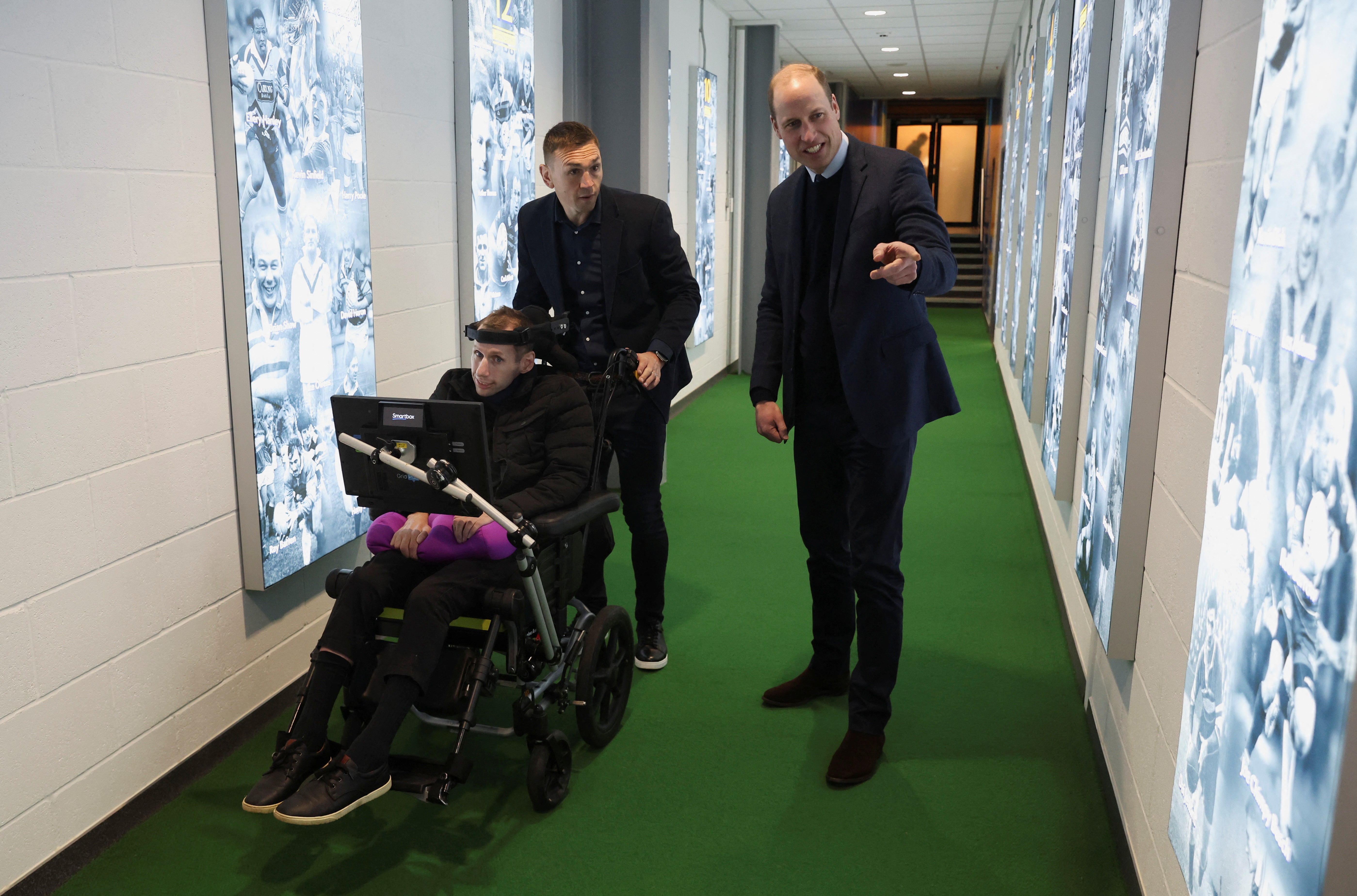 The Prince of Wales with Rob Burrow and Kevin Sinfield during a visit to Headingley Stadium, Leeds, in 2024 (Phil Noble/PA)