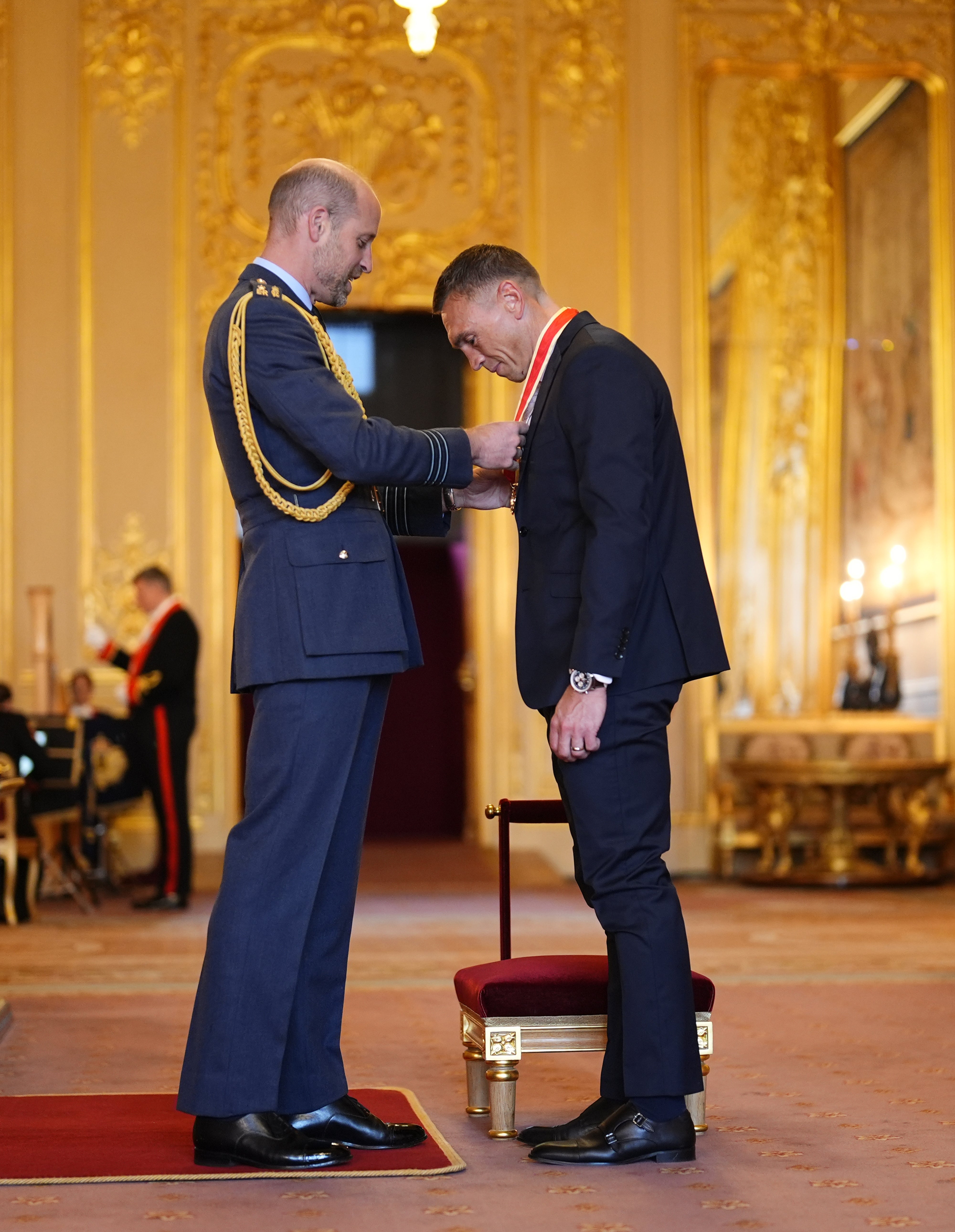 Sir Kevin Sinfield is made a Knight Bachelor by the Prince of Wales at Windsor Castle (Jordan Pettitt/PA)