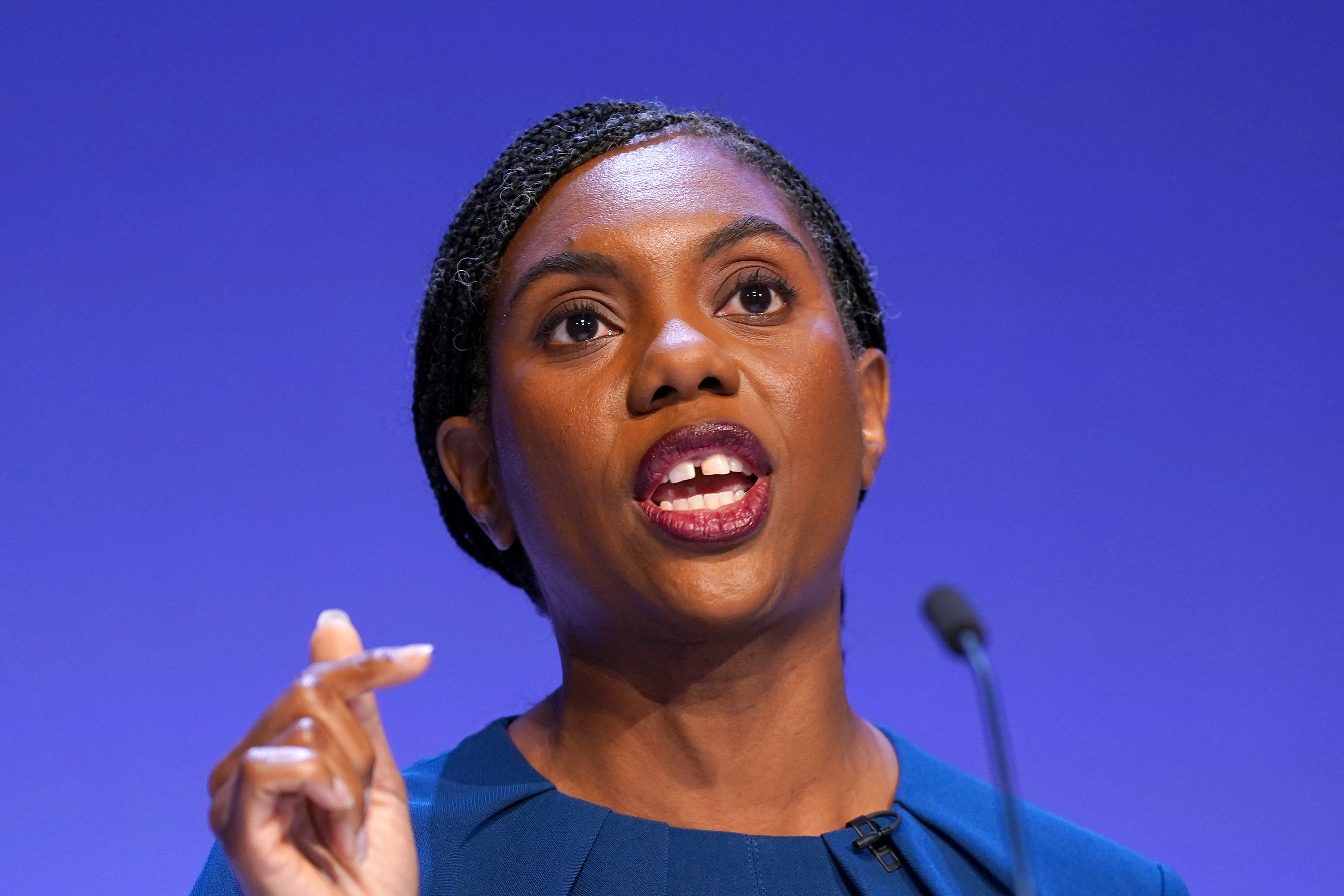 Kemi Badenoch delivers her speech to the Tory conference