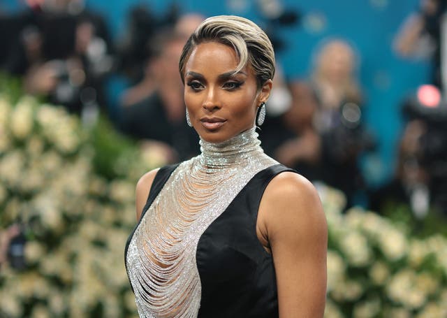 Singer-songwriter-actress-model Ciara on the red carpet at the 2025 Met Gala, wearing a dress by LaQuan Smith, who is now being sued by jewelry designer Julian Polak for allegedly not including his creations in three outfits, including Ciara's, as promised