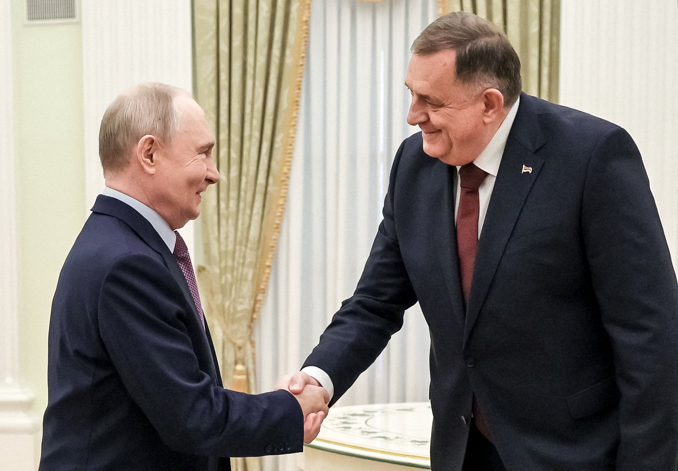 Republika Srpska leader Milorad Dodik, who has courted Trump’s support and thanked the US president, met with Russian President Vladimir Putin at the Kremlin last month, in an image shared by Sputnik