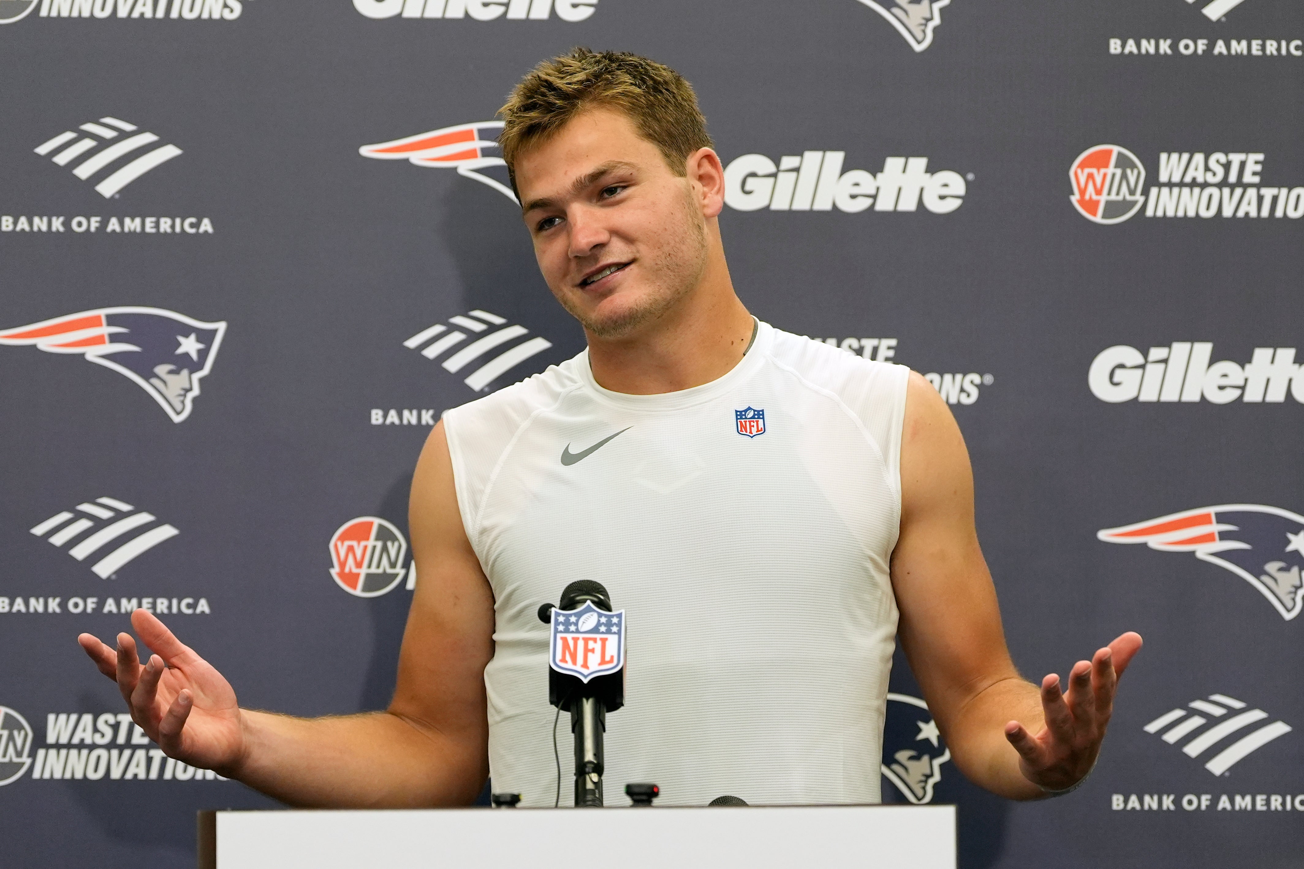 New England Patriots quarterback Drake Maye said Monday that he is ‘a little bit skeptical’ of the 1969 moon landing
