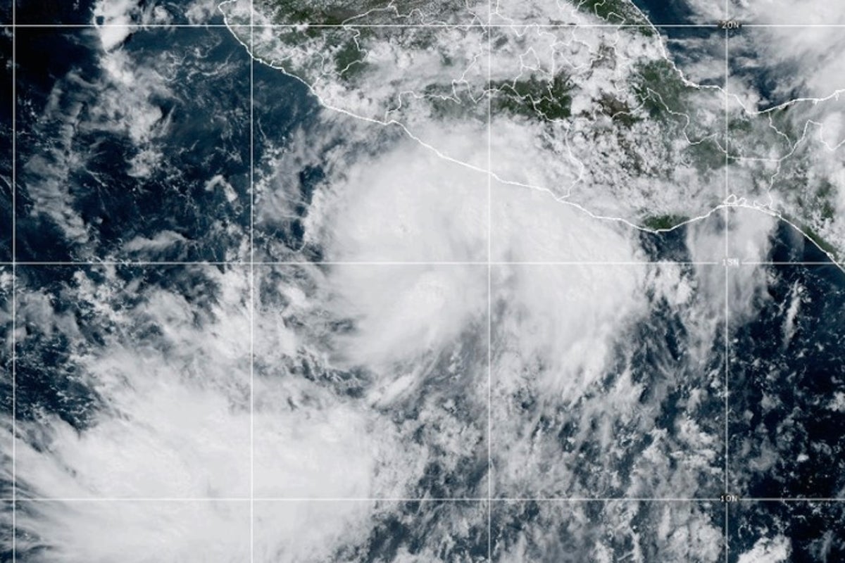 Tropical Storm Simon forms in the Pacific Ocean off the southwestern coast of Mexico
