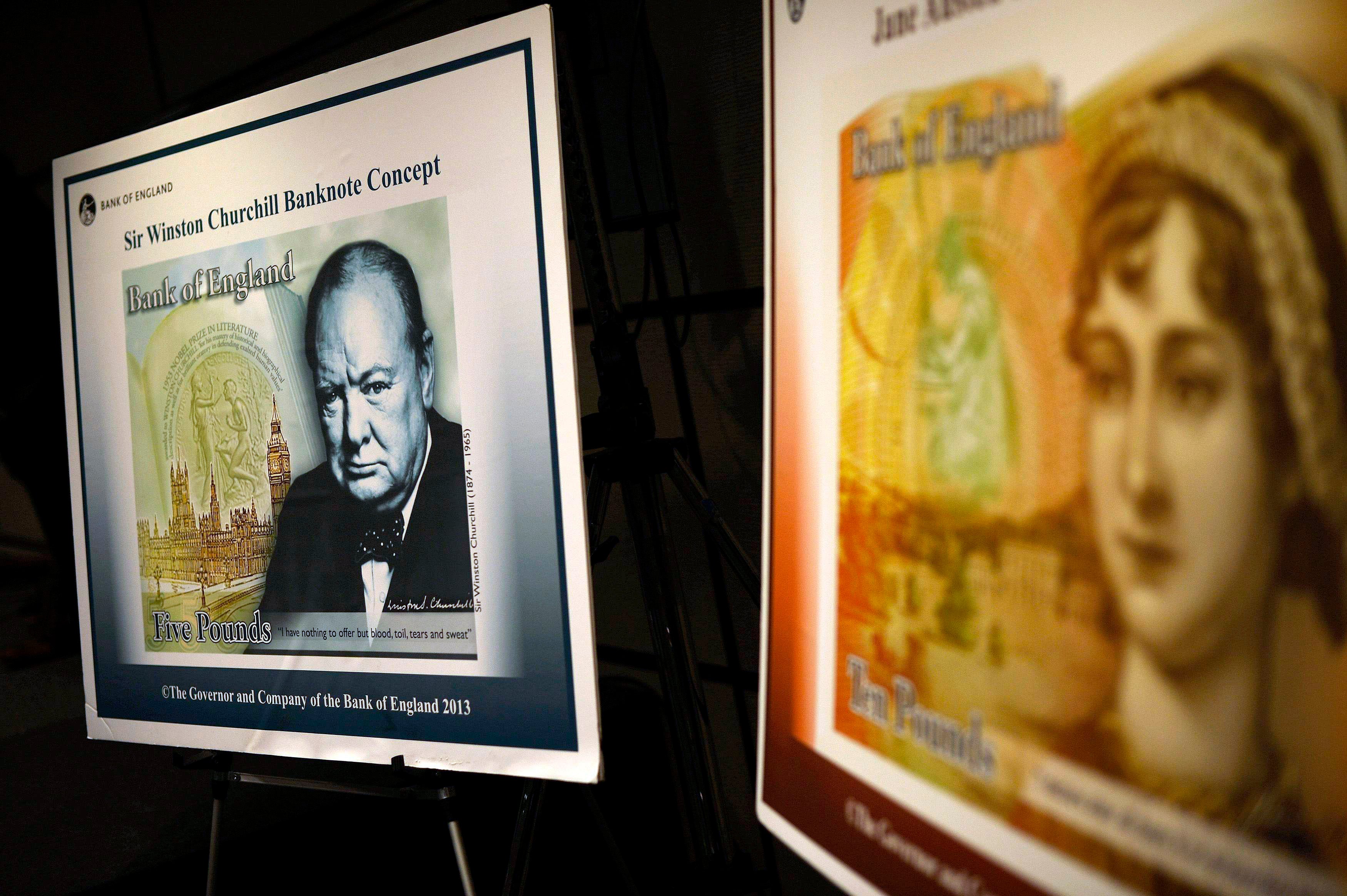 Sir Winston Churchill and Jane Austen feature on the reverse of current polymer bank notes (Dylan Martinez/PA)