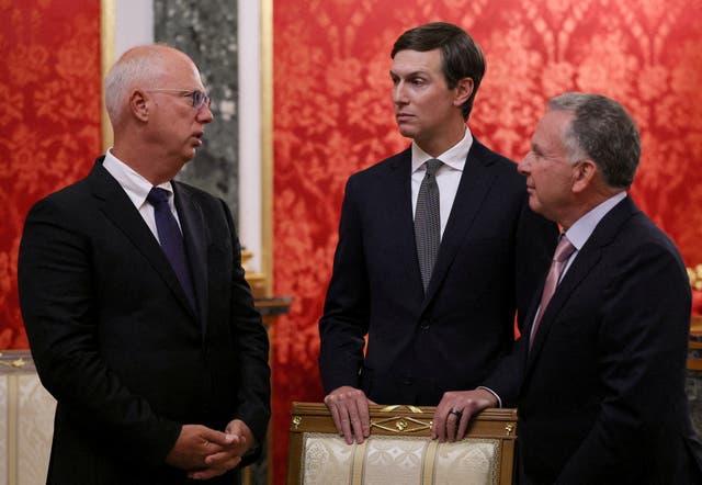 Jared Kushner, US president Donald Trump's son-in-law, US special envoy Steve Witkoff and Russian presidential envoy Kirill Dmitriev