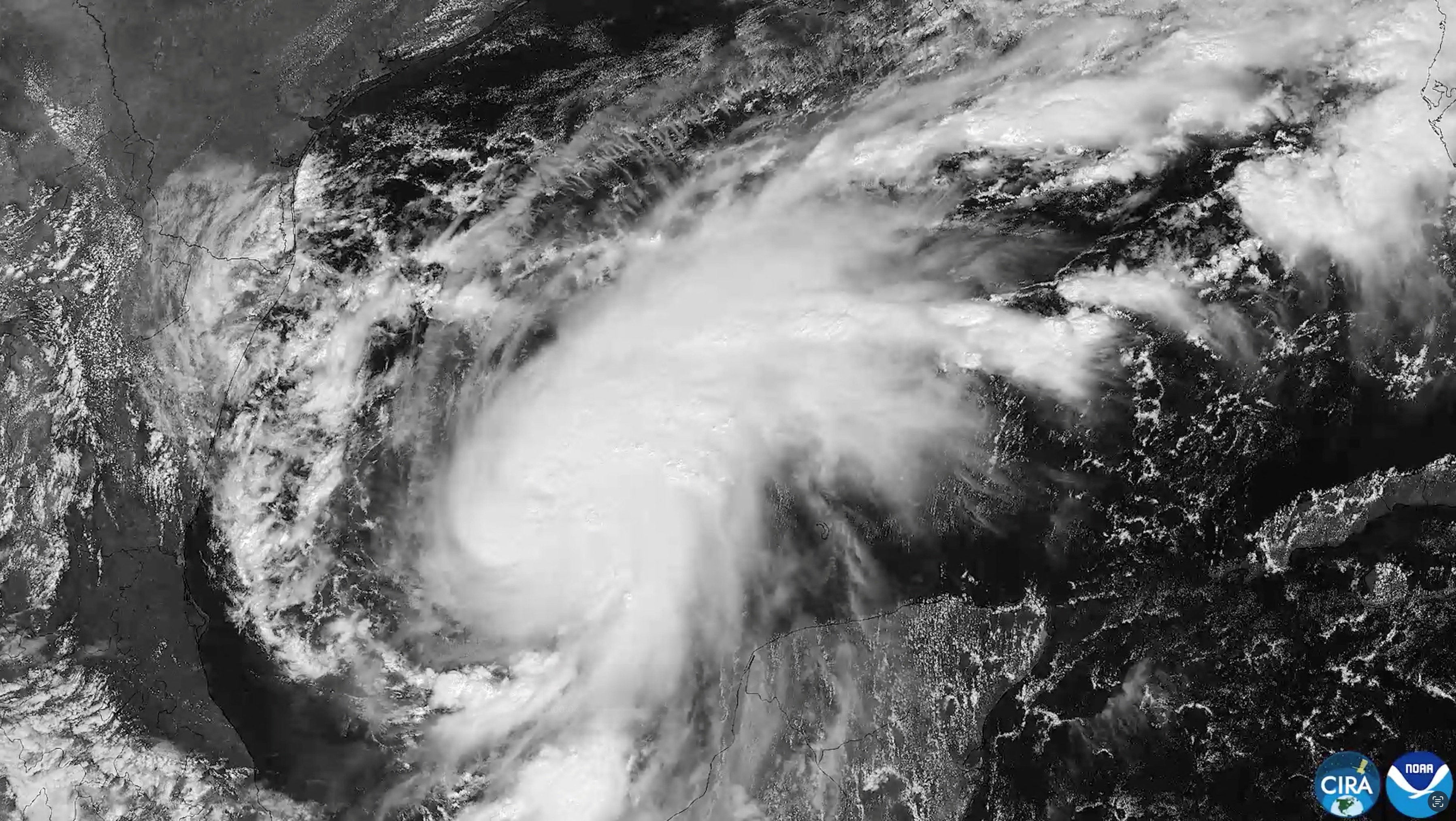 A satellite image of Tropical Storm Isaias, October 7, 2026