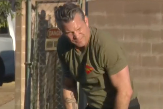 Pete Hegseth appeared to be struggling to keep up with service members during a morning workout on Wednesday