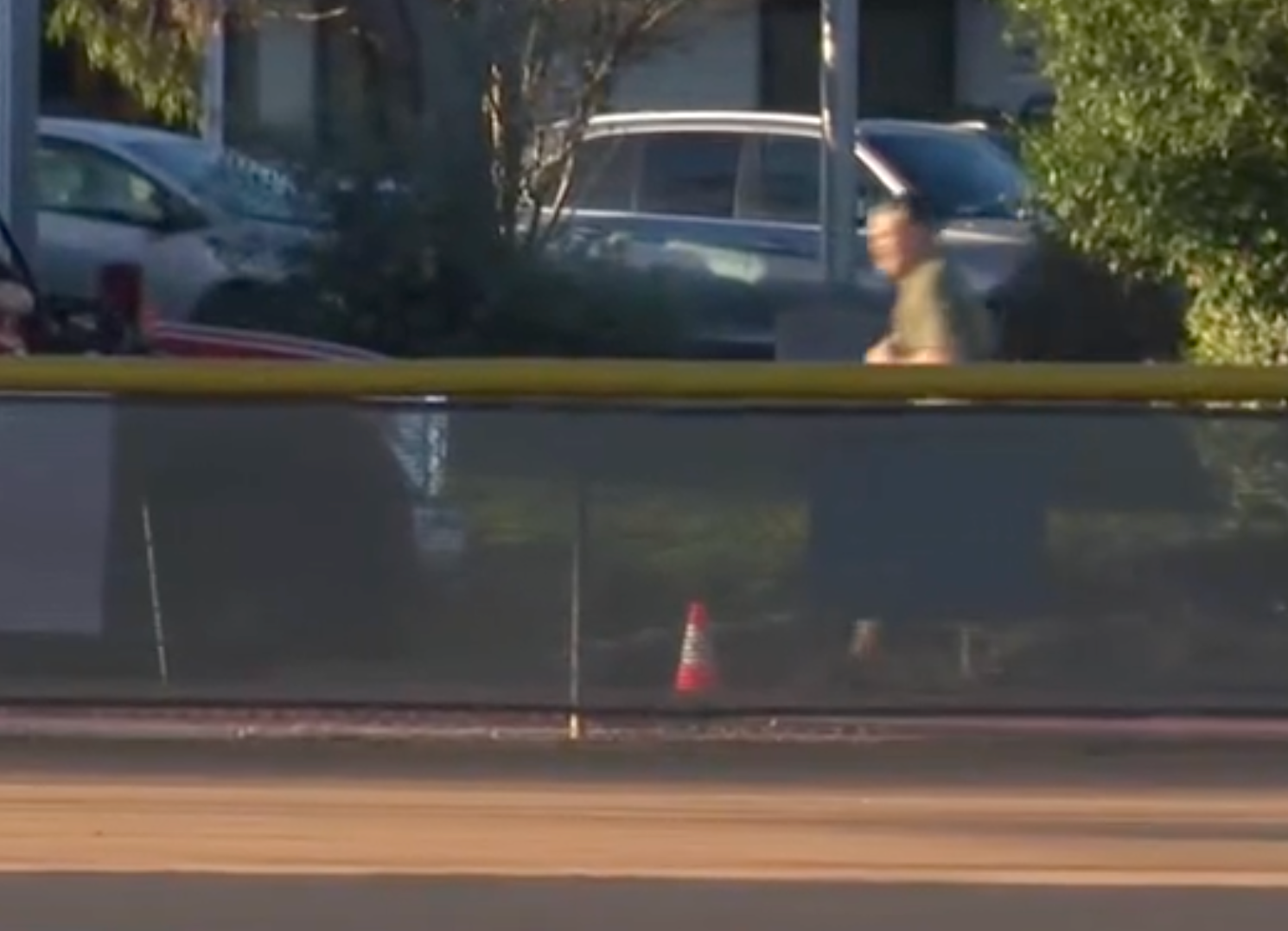 Hegseth (pictured) could be seen trailing the group