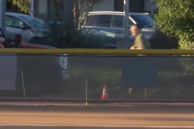 Hegseth (pictured) could be seen trailing the group