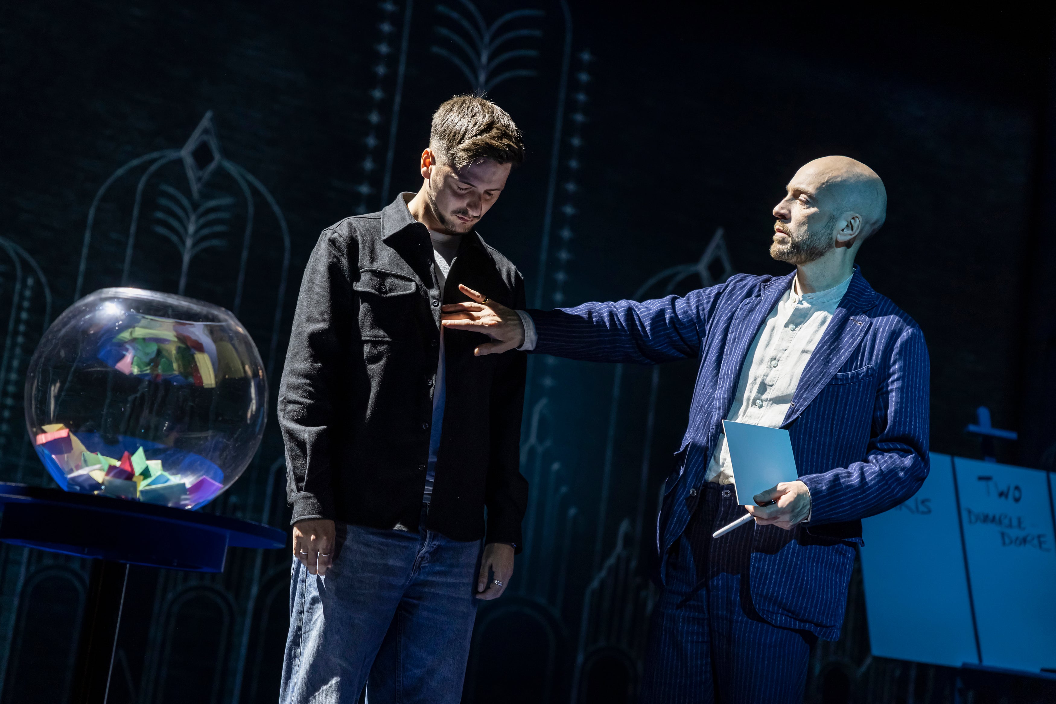 Derren Brown and an audience member during a performance of 'Only Human'