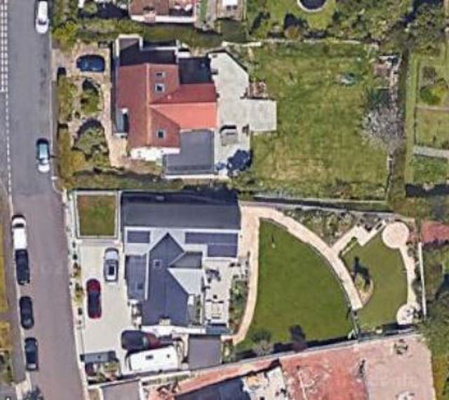 An aerial image of Mead Road - between the two houses
