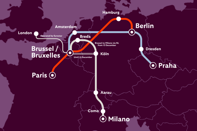 A map of European Sleeper’s routes, along with the connection operated by Eurostar