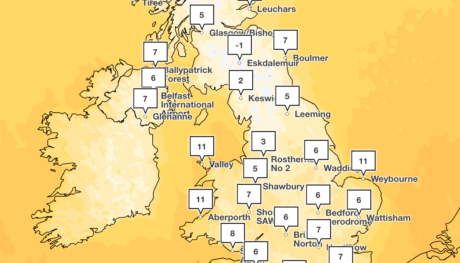 Temperatures dropped to -1C on Thursday morning in some areas