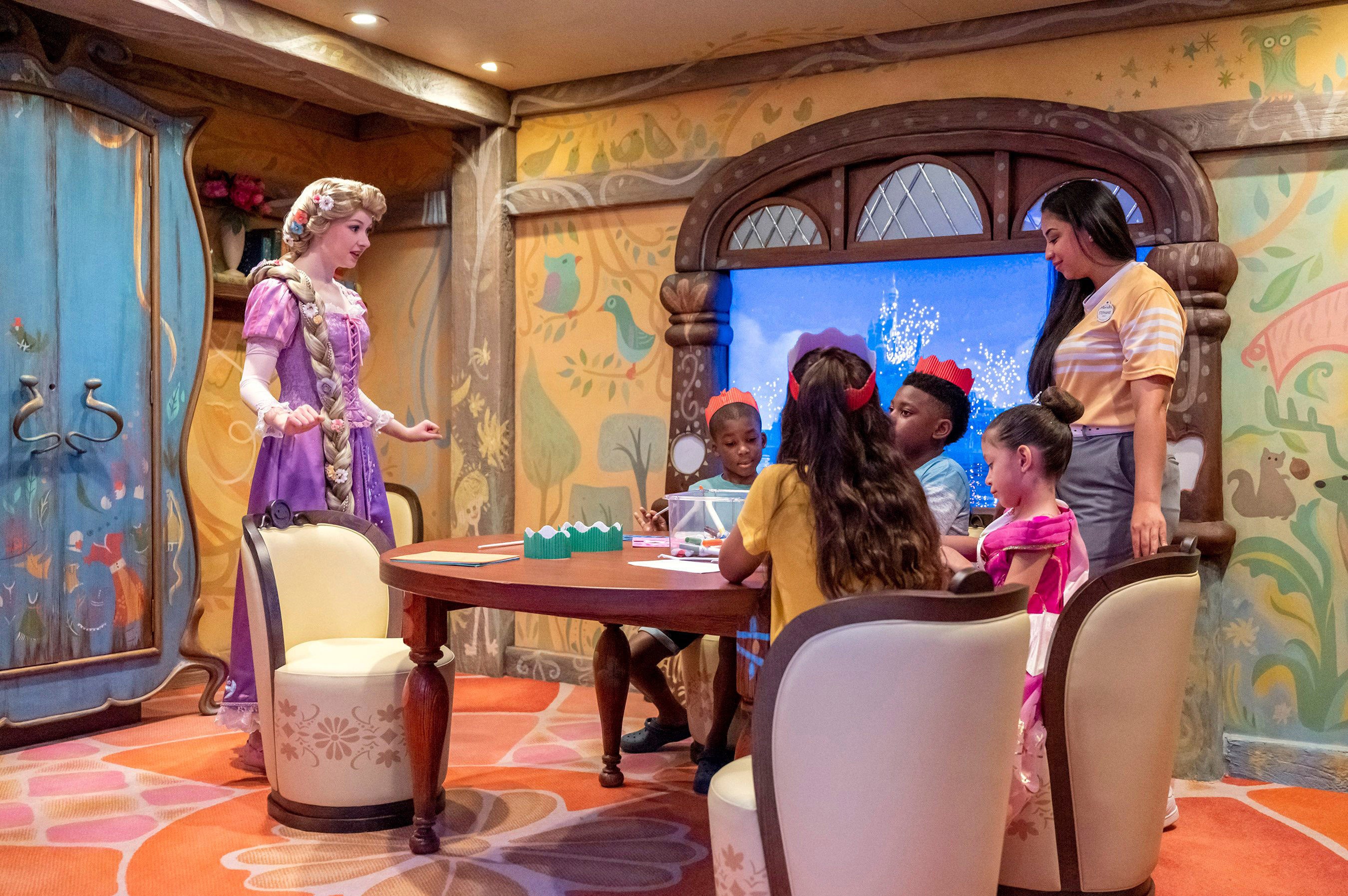 Guests can interact with characters inside Disney's kids' clubs