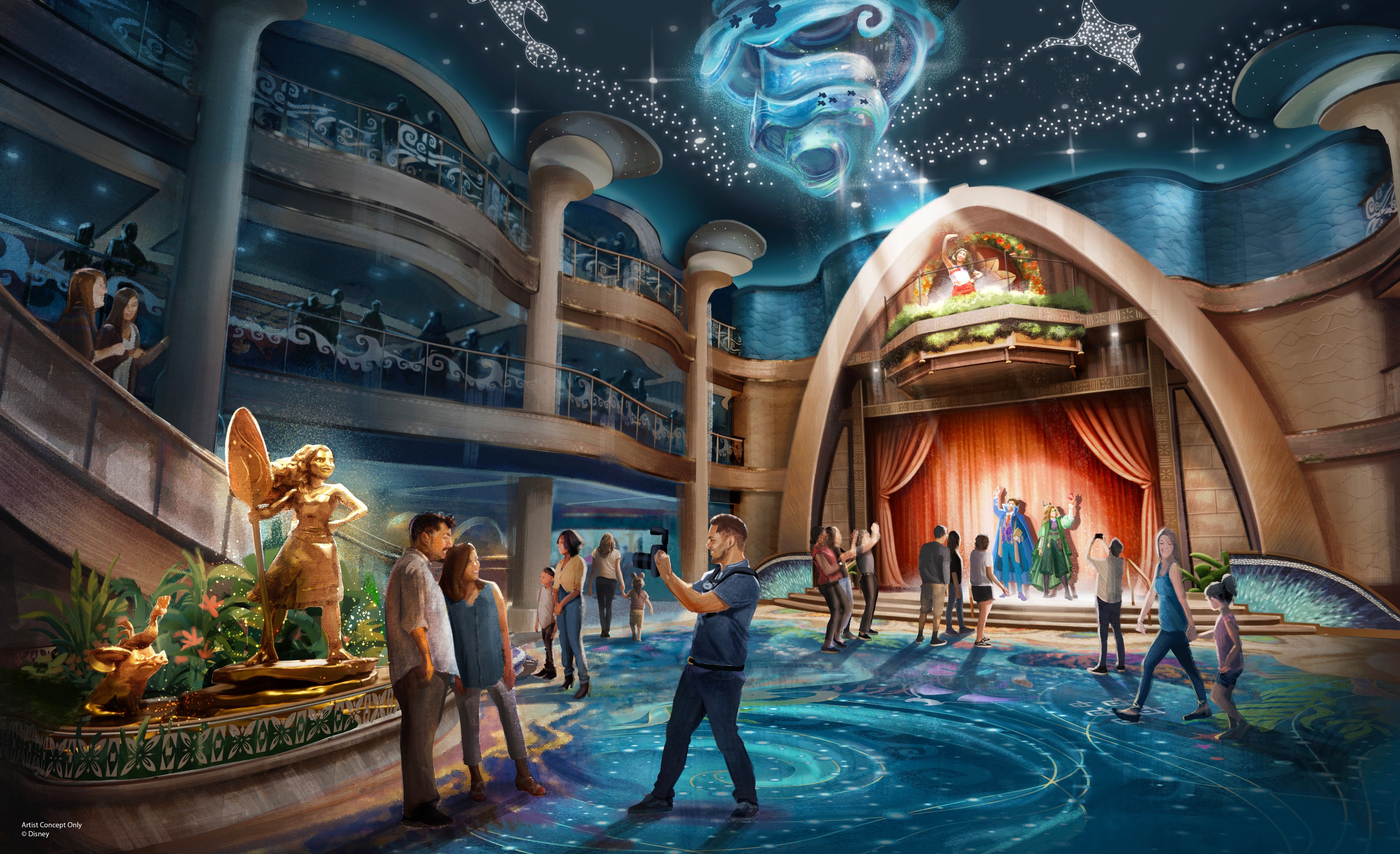 A Moana statue will welcome guests to the Grand Hall