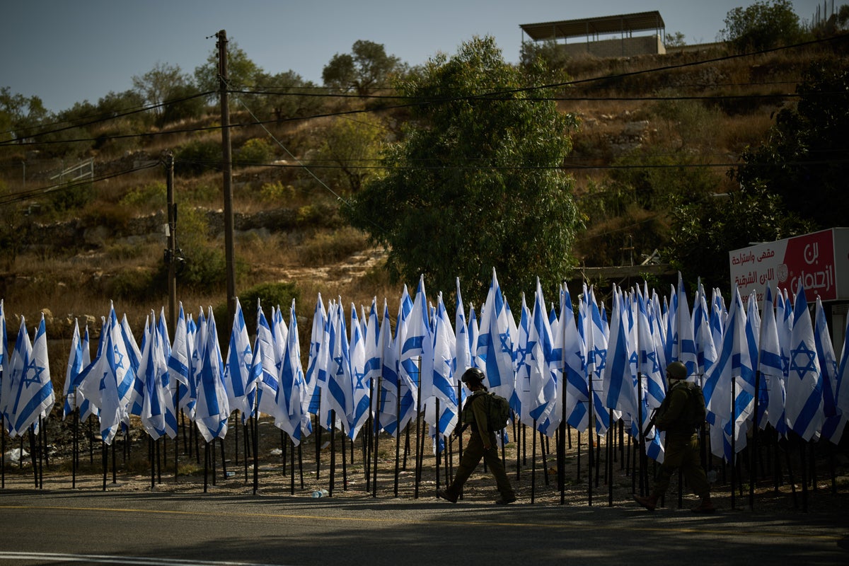 Israeli settlers flank Palestinian cafe with dozens of Israeli flags in 'blatant intimidation'