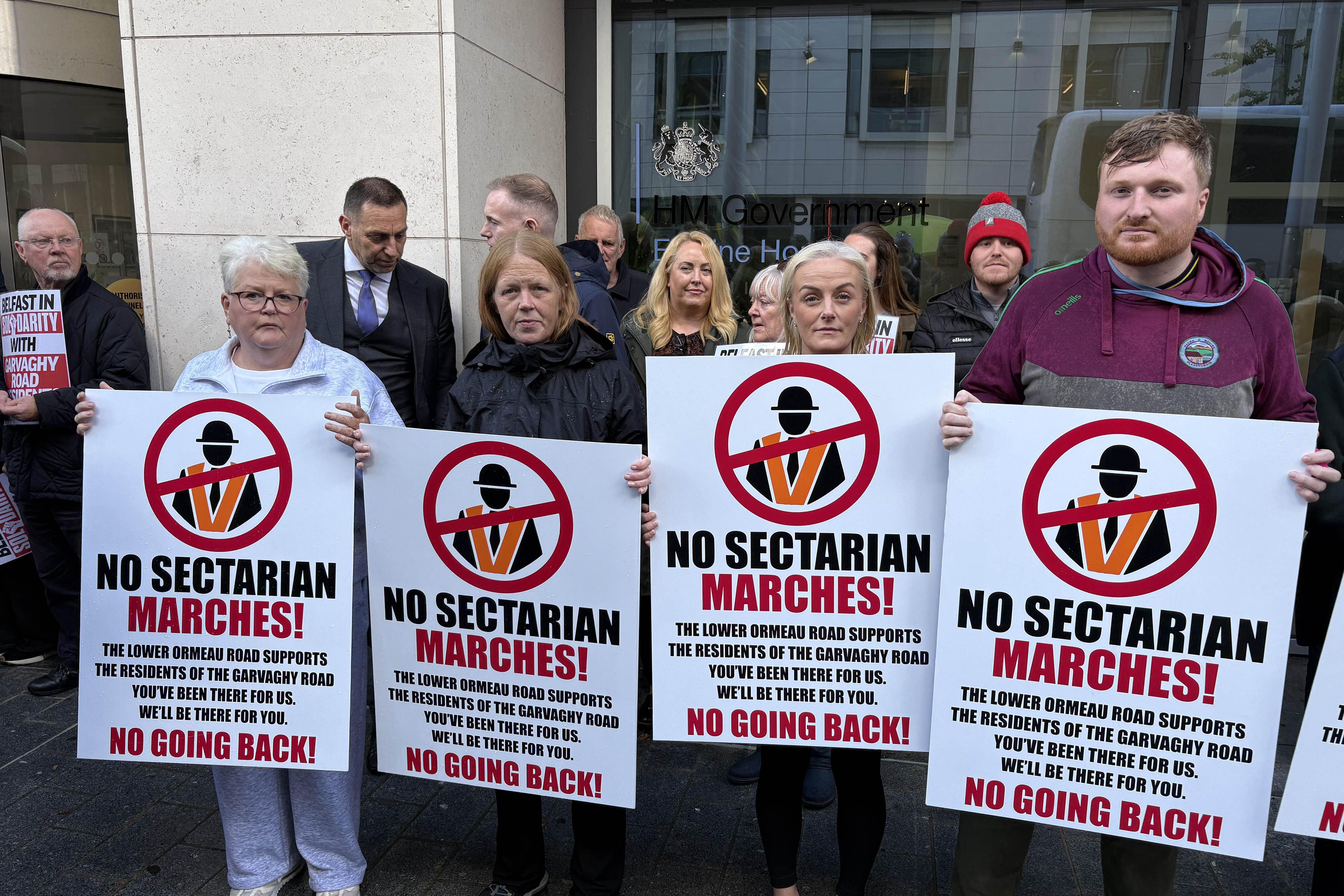 A demonstration outside the Northern Ireland Office in Belfast on Friday