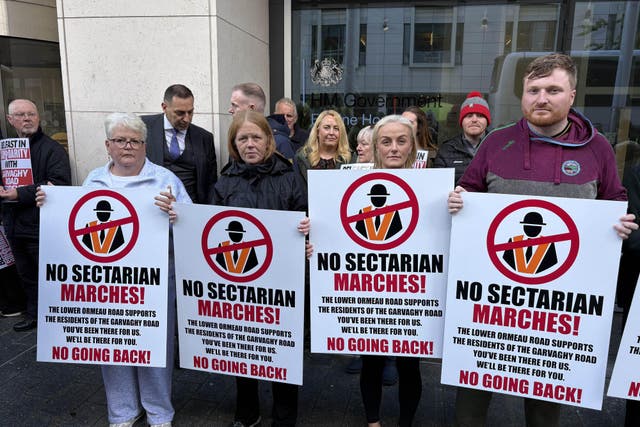 A demonstration outside the Northern Ireland Office in Belfast on Friday