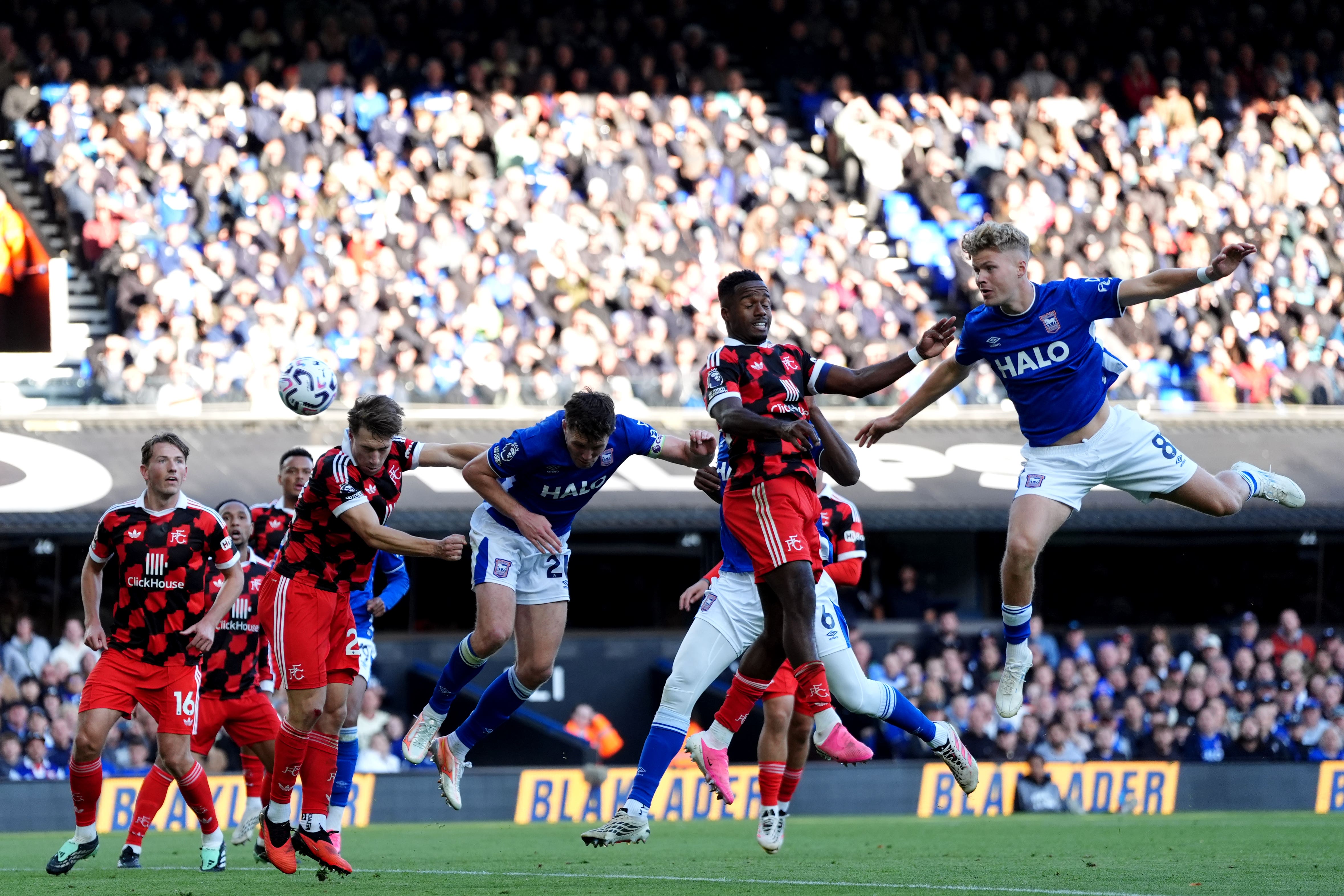 Dara O’Shea (right) scores Ipswich’s winner (Ben Whitley/PA)