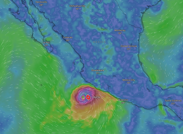 Hurricane Simon is making its way to the Mexican coast