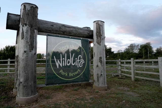 The sign at the entrance to Yorkshire Wildlife Park where a man died after being attacked by a tiger (PA)