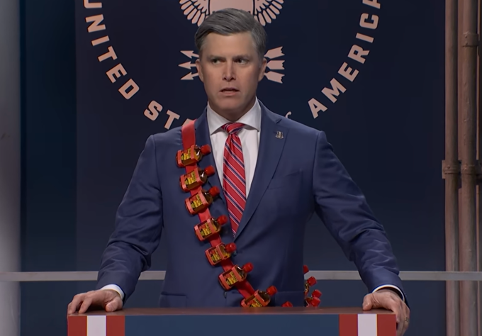 Colin Jost plays Secretary of War Pete Hegseth on 'Saturday Night Live'