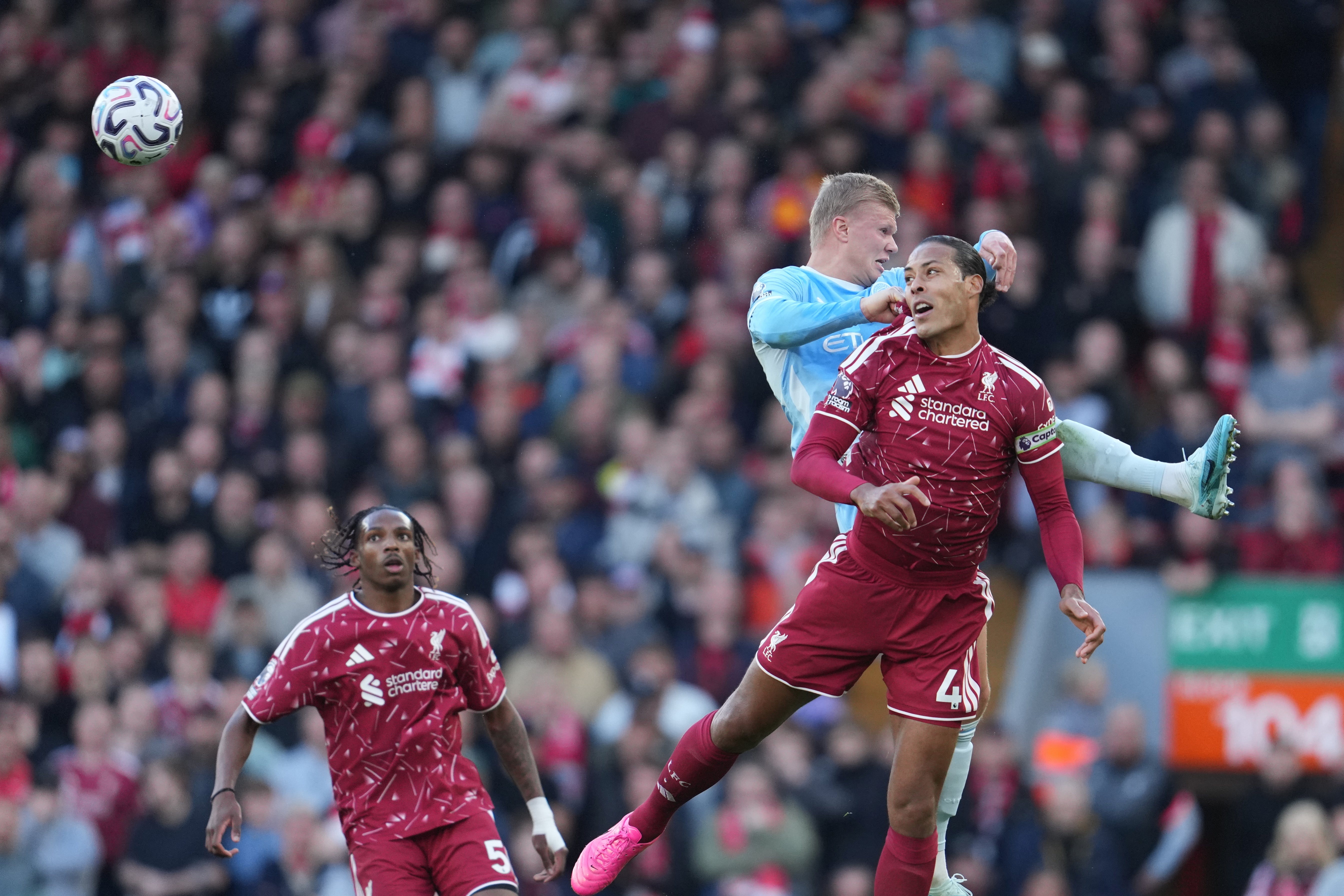 Virgil van Dijk picked up a slight knock during the clash with Man City at Anfield