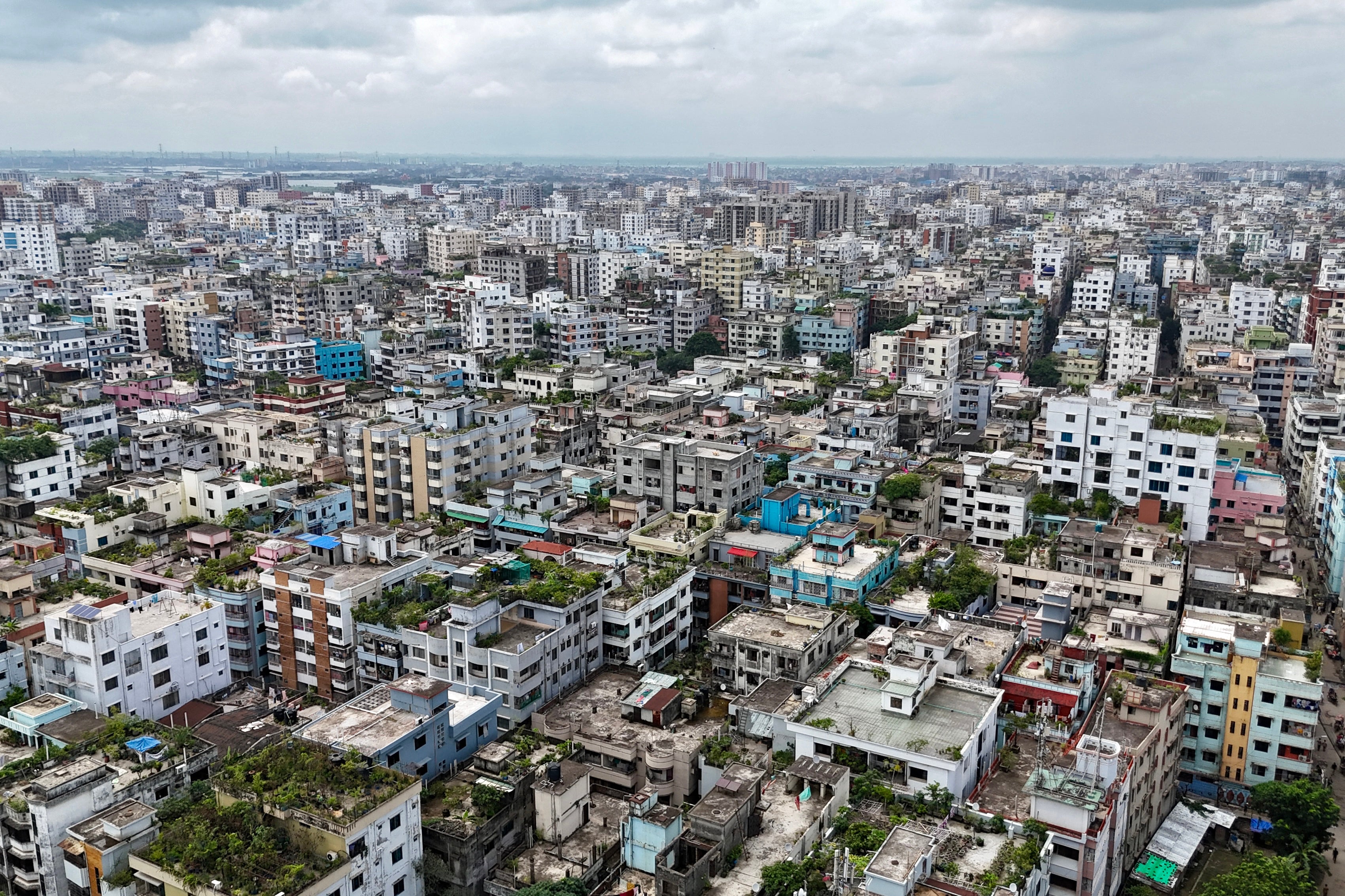 Aerial photograph shows Dhaka city's skyline