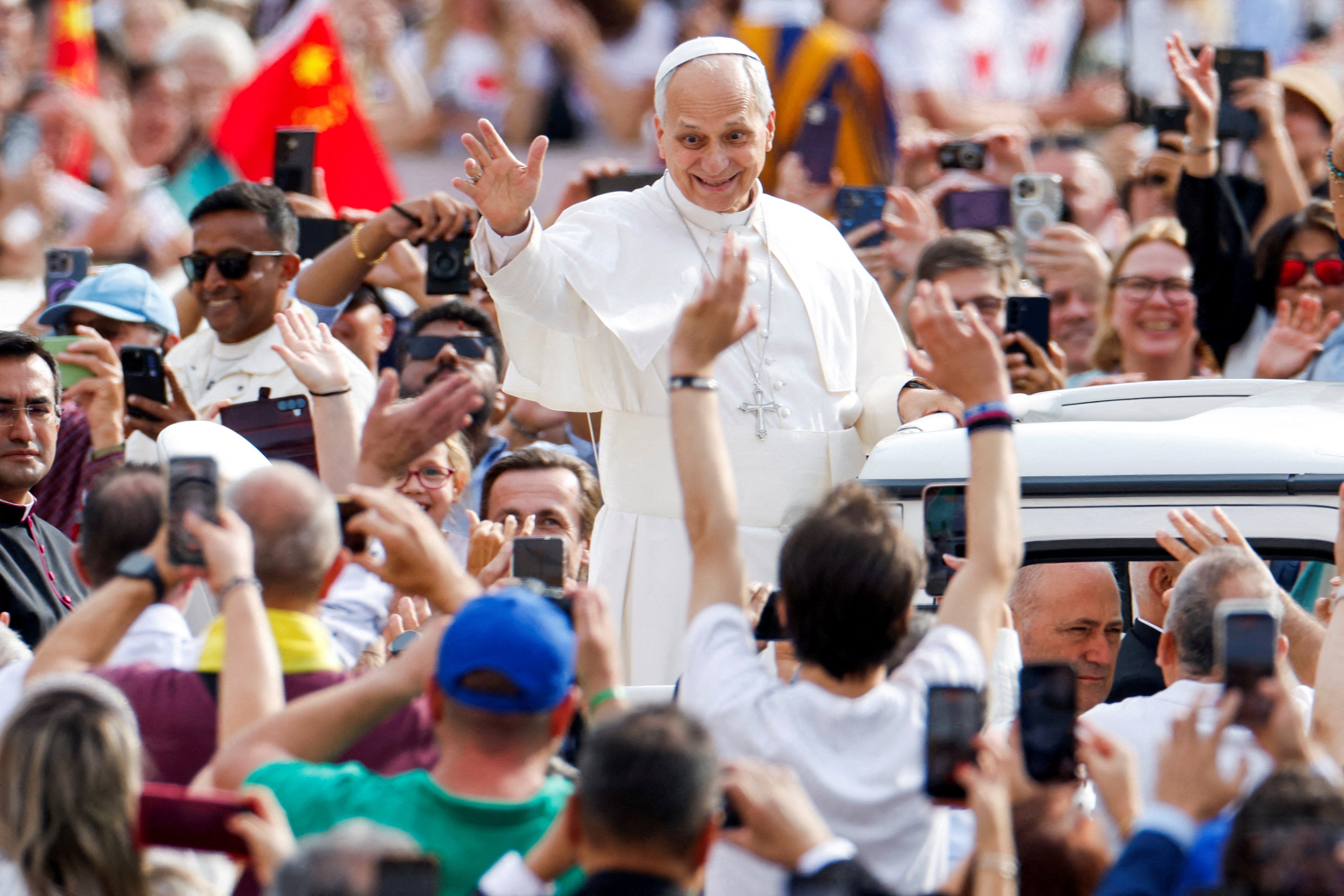 Leo greets the faithful in St Peter's Square