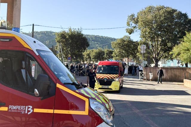Emergency services at the scene of a school shooting attack at College Joseph Lakanal in Aubagne, France via Jean-Pierre Squillari