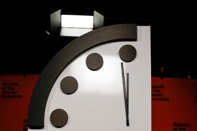 The Doomsday Clock is displayed on 24 January, 2023 in Washington, DC