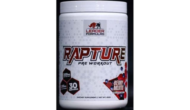 A batch of “Leader Formulas, LLC RAPTURE Preworkout” sold online and in stores between January 2025 and May 2026 was made with “1,3-Dimethylamylamine,” also known as “DMAA”