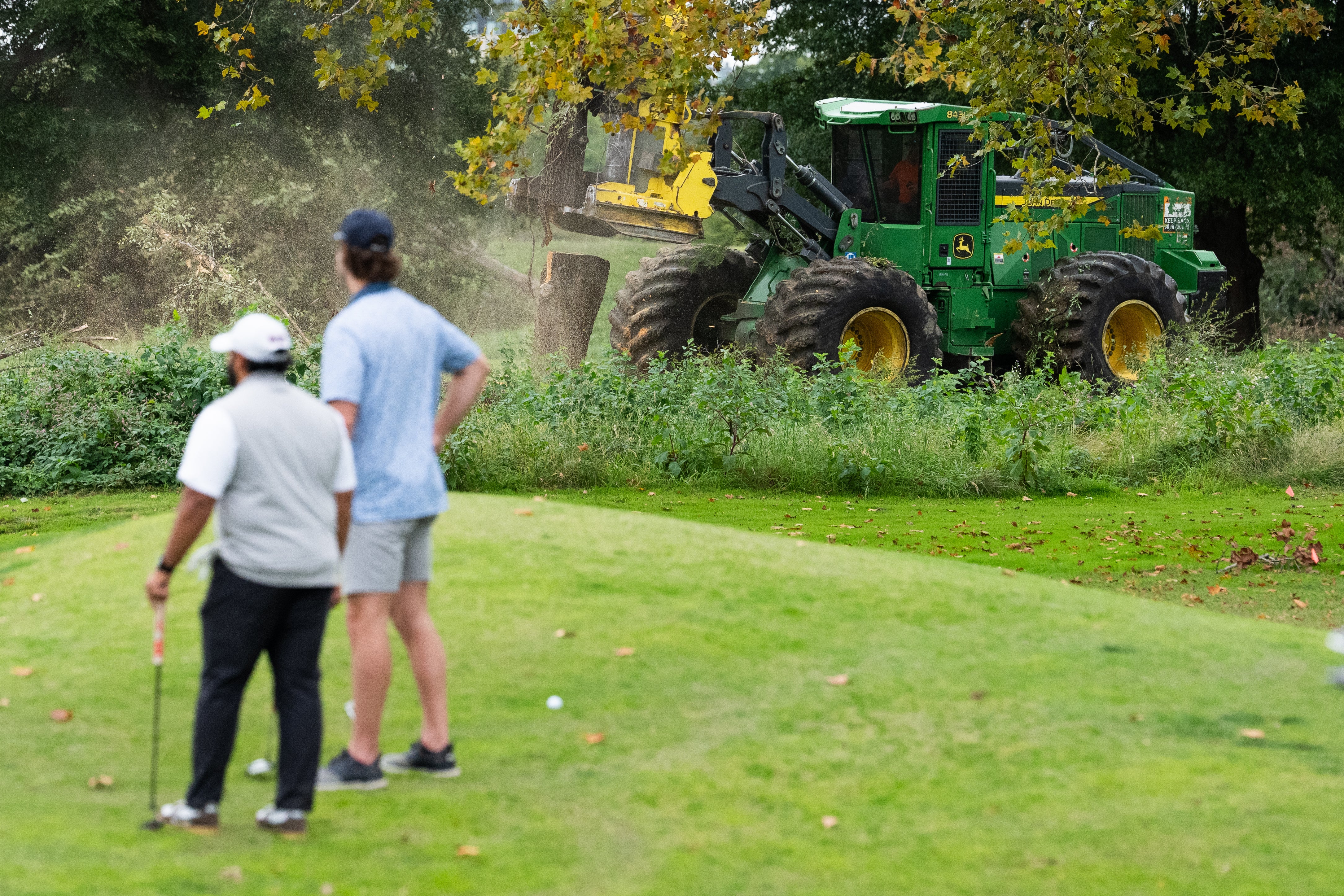 The Trump administration began knocking down more than 400 trees at East Potomac Golf Links in the president’s latest efforts to remake the nation’s capital