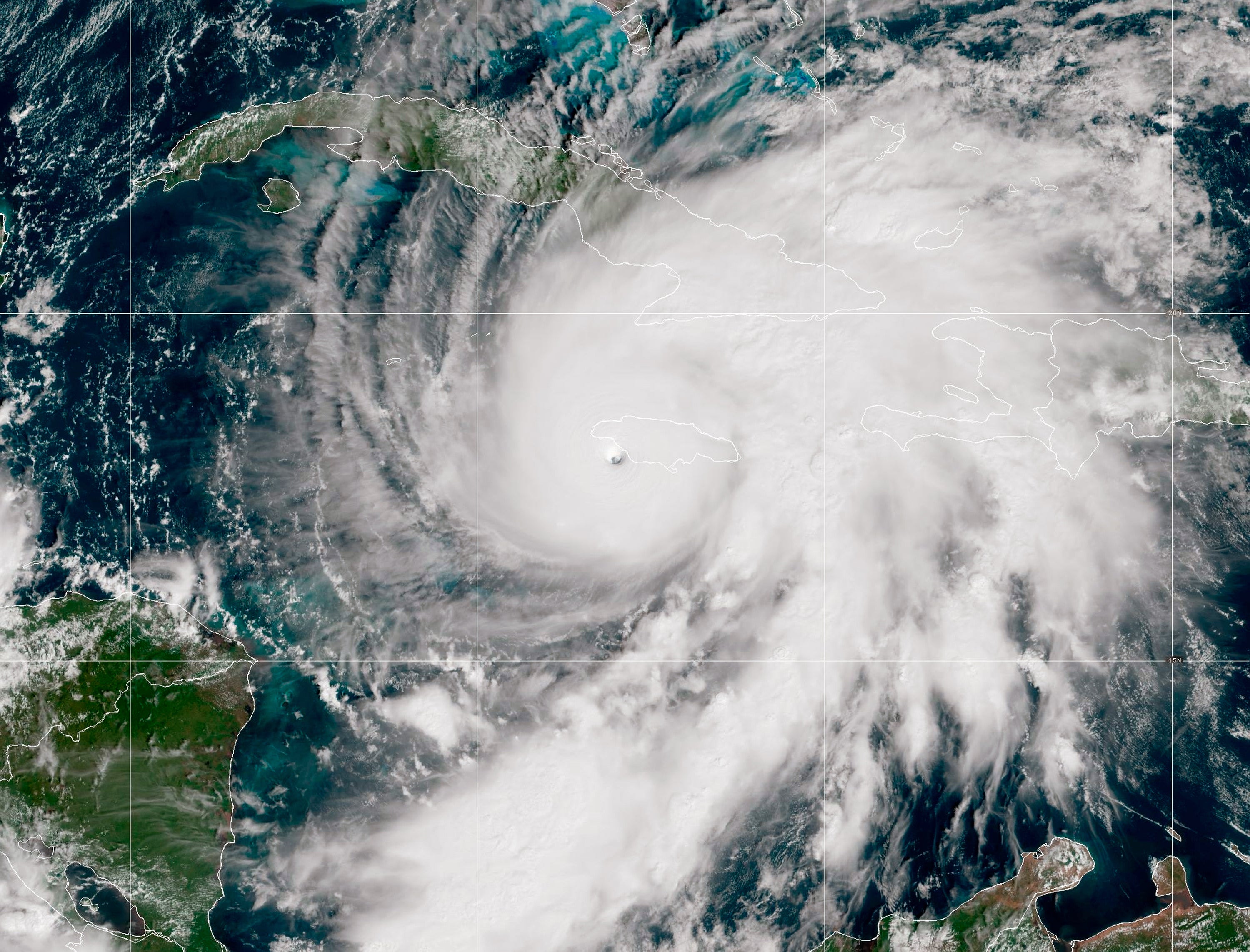 Hurricane Melissa churns in the Caribbean Sea on October 28, 2025