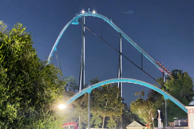 A roller coaster at Six Flags