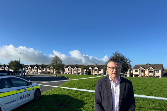 Sinn Féin TD for Waterford, David Cullinane speaking at the scene of an overnight fire in the Birchwood estate in Waterford City.