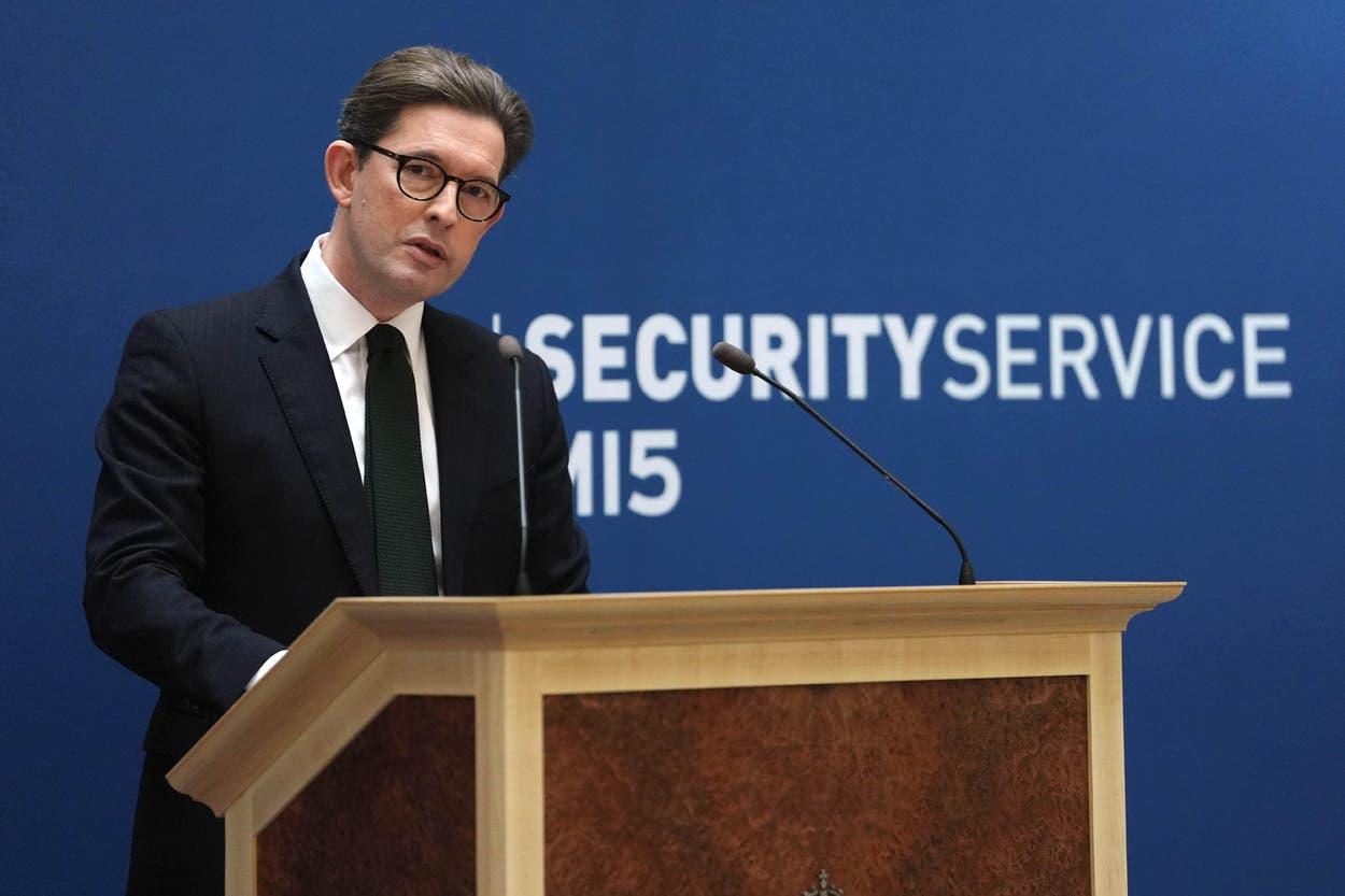 Director general of MI5 Sir Ken McCallum speaking at Thames House, the headquarters of the UK’s Security Service in London (Jonathan Brady/PA)