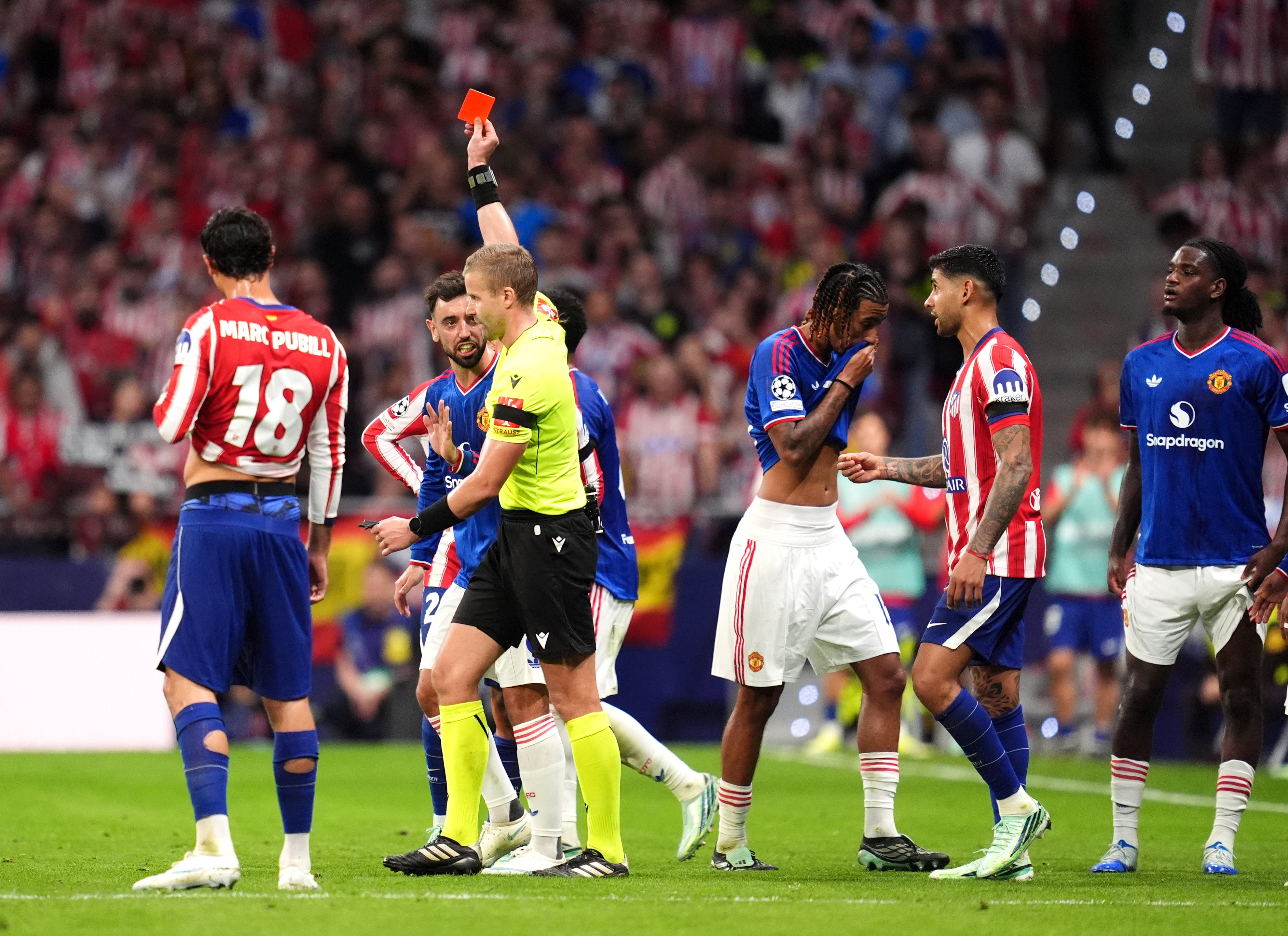Yoro was sent off for fouling David as the last man
